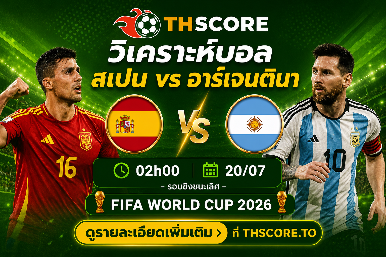 วิเคราะห์บอล สเปน พบ อาร์เจนตินา 20/07/2026 – นัดชิงฟุตบอลโลกหนนี้ใครจะผงาดคว้าแชมป์